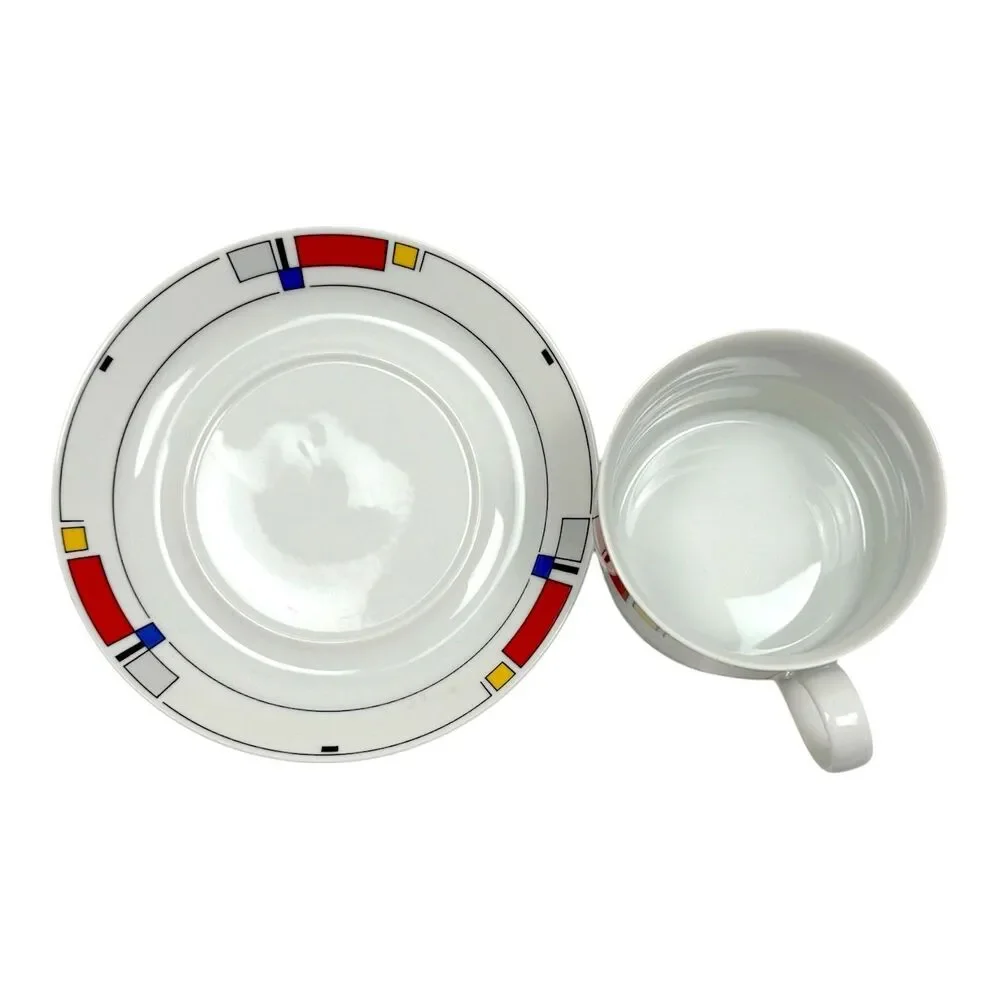 Studio Nova Highlights Flash Back Mikasa Porcelain Cup Saucer Geometric L6020